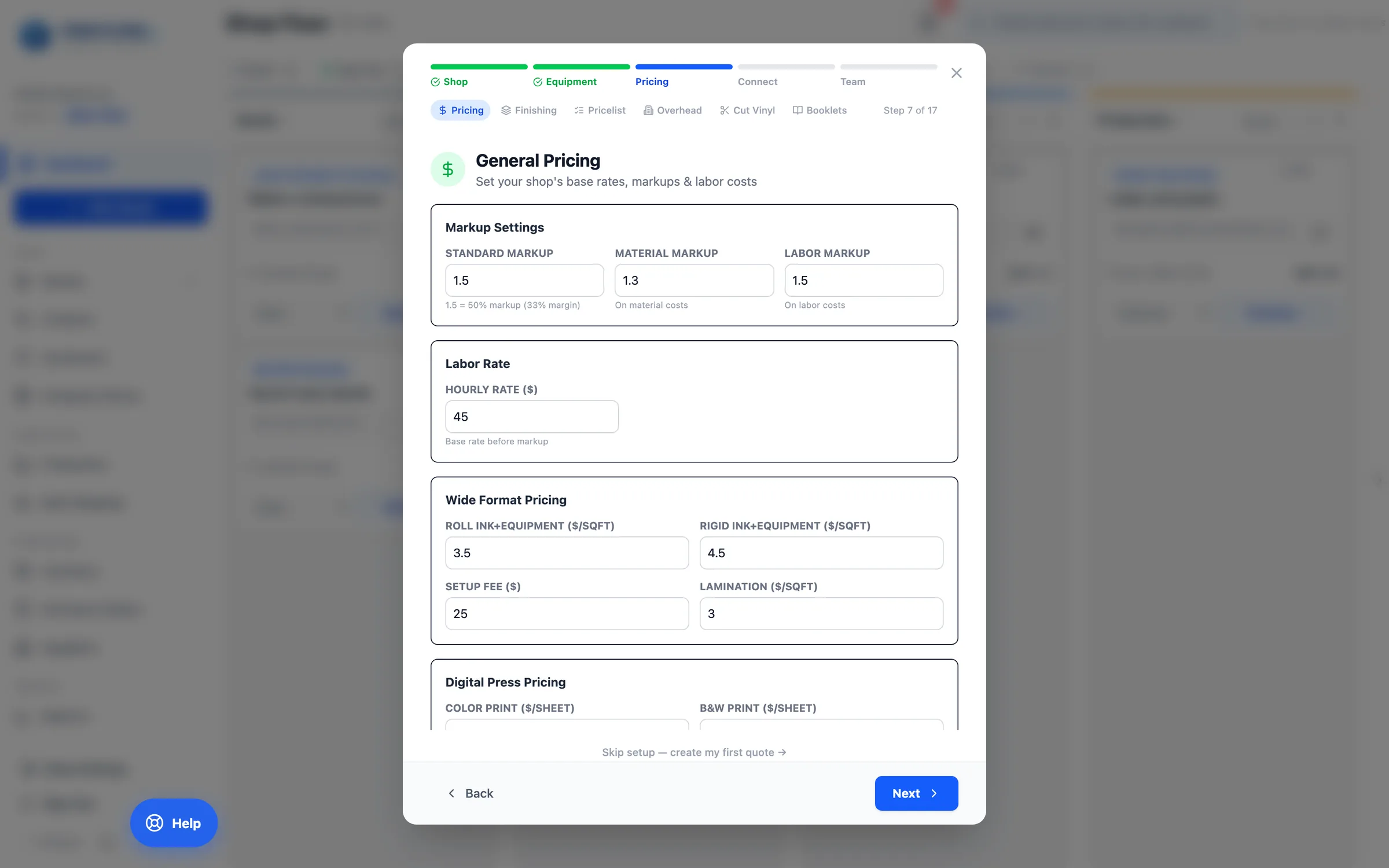 Configure pricing