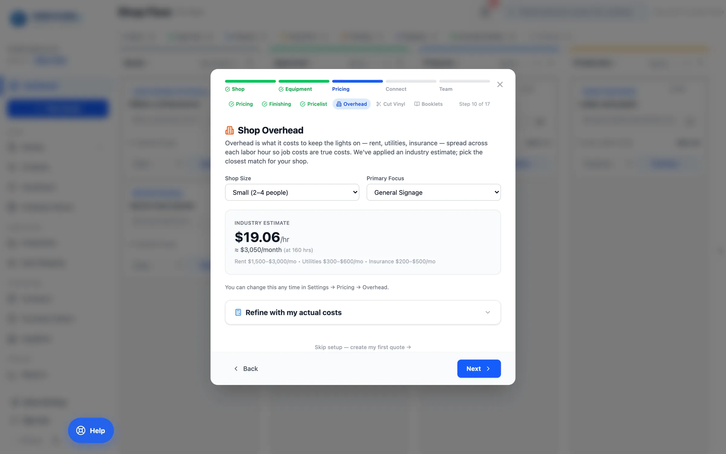 Set your overhead