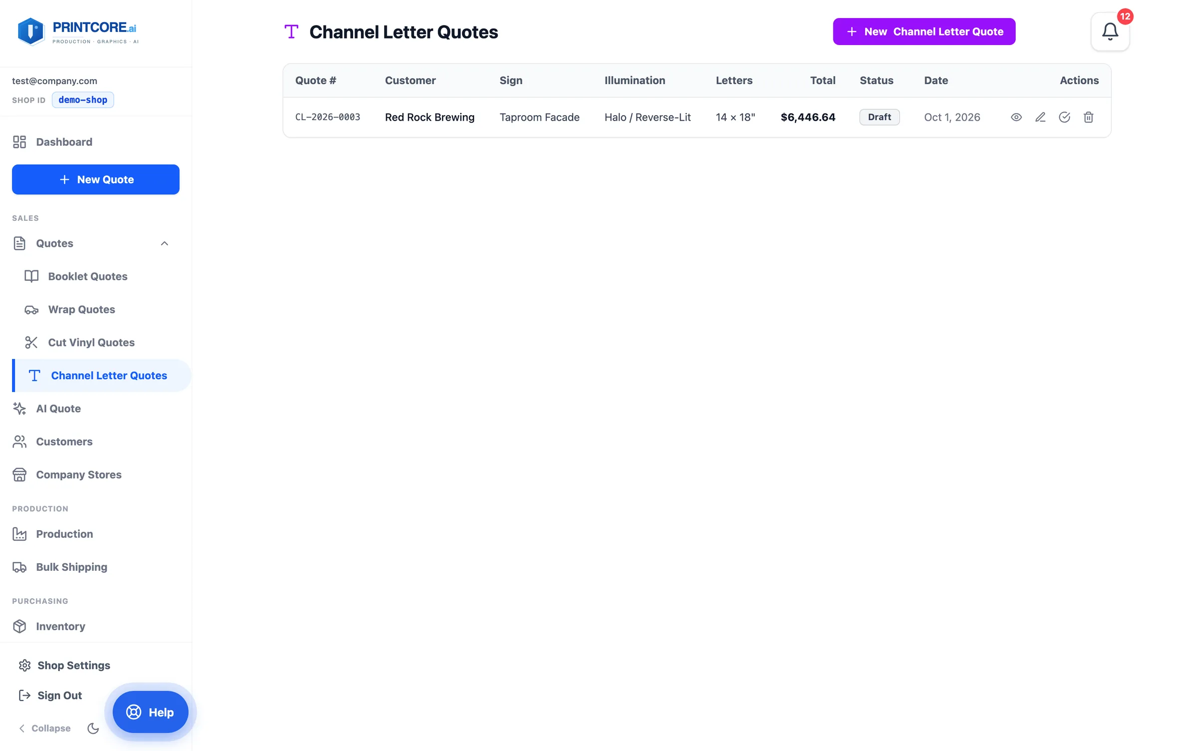 Start a Channel Letter quote