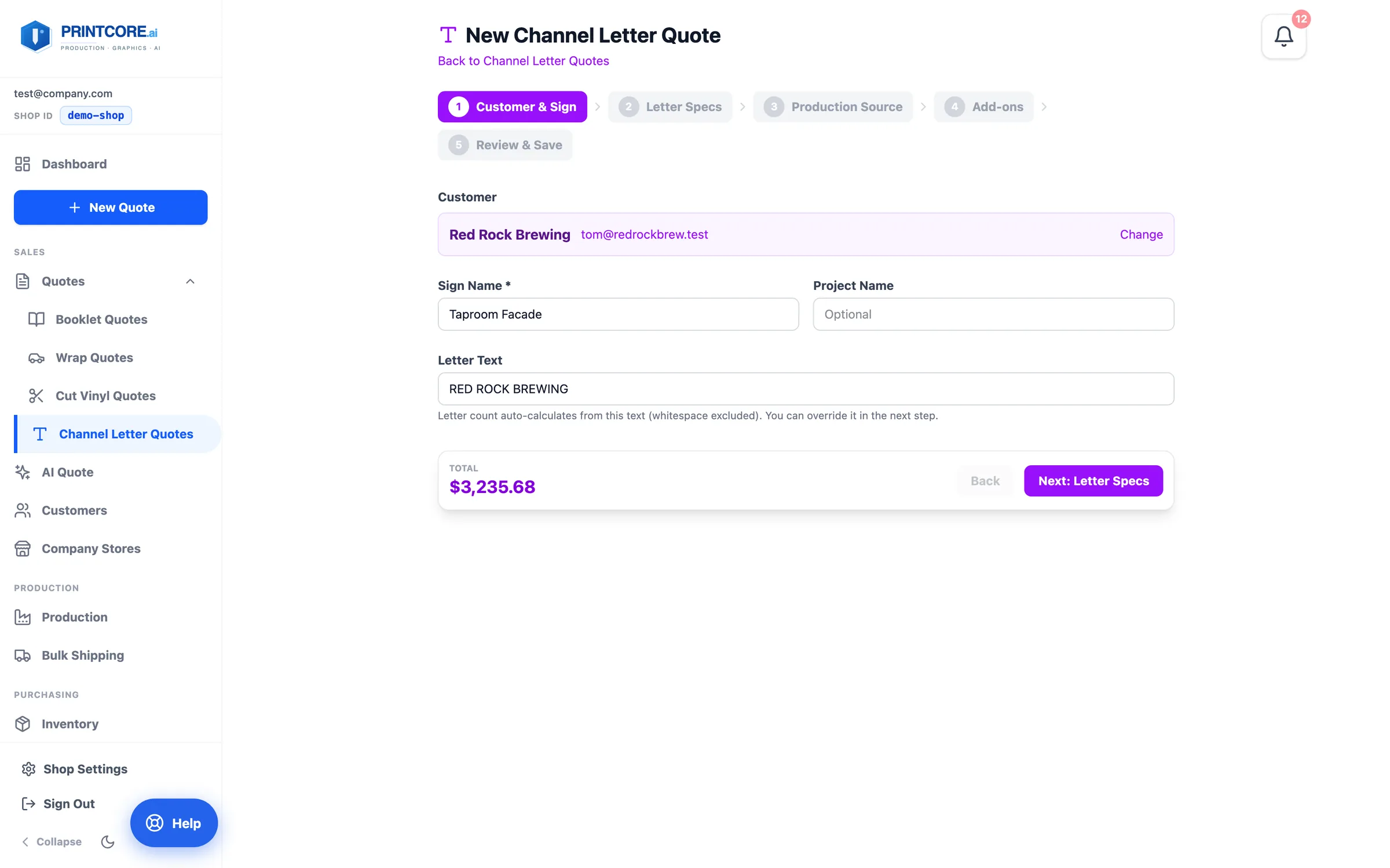 Step 1 — Customer & Sign