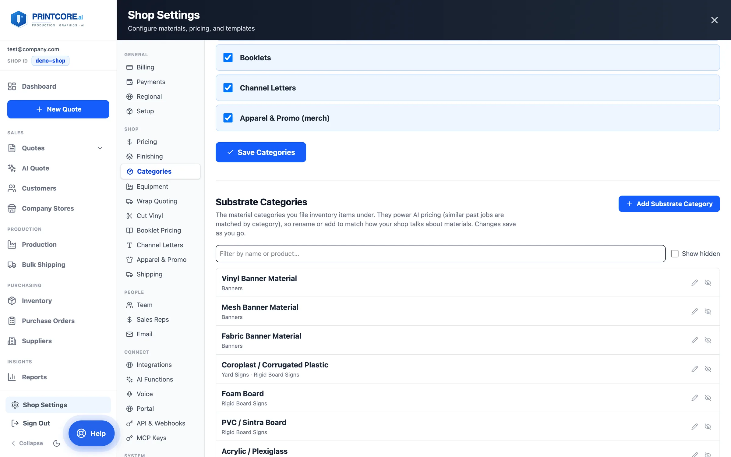 Categories and substrate categories