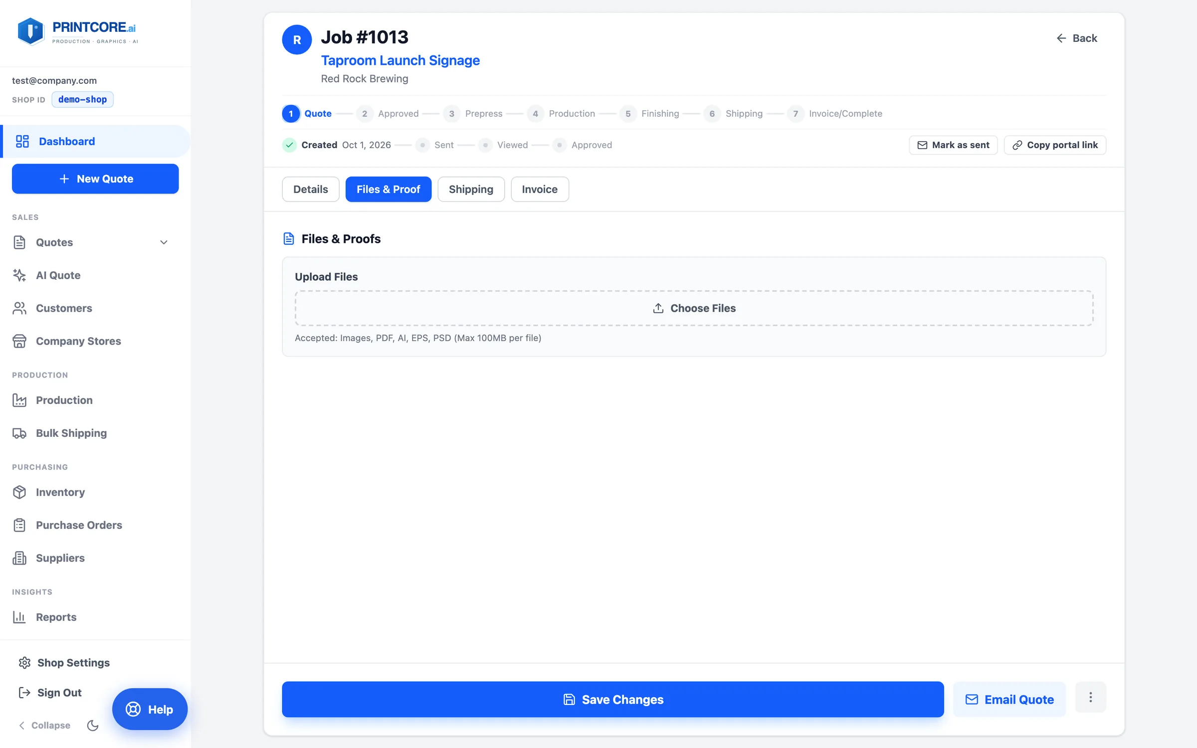 Files, proofs, shipping, invoice