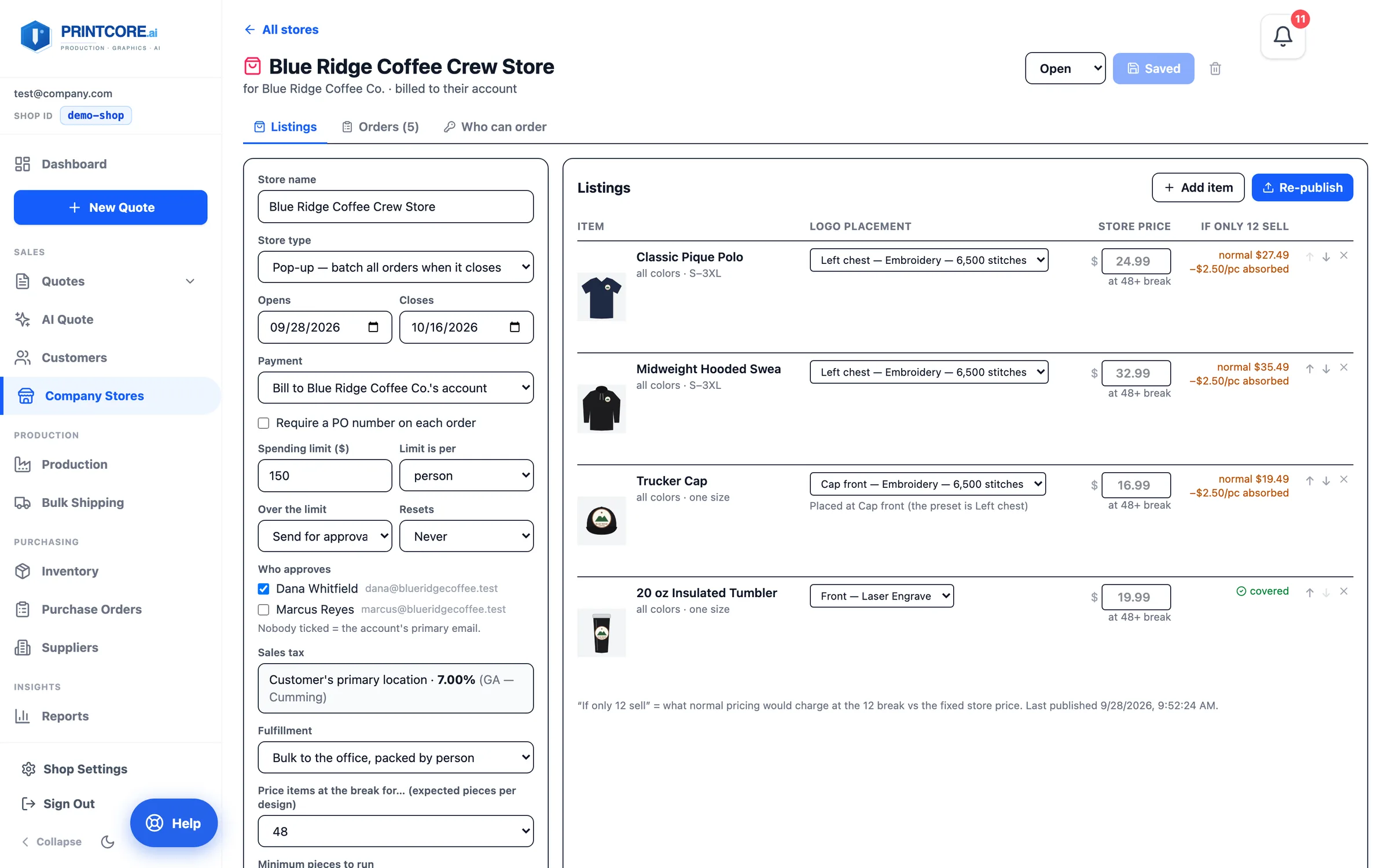 Set the rules for the store